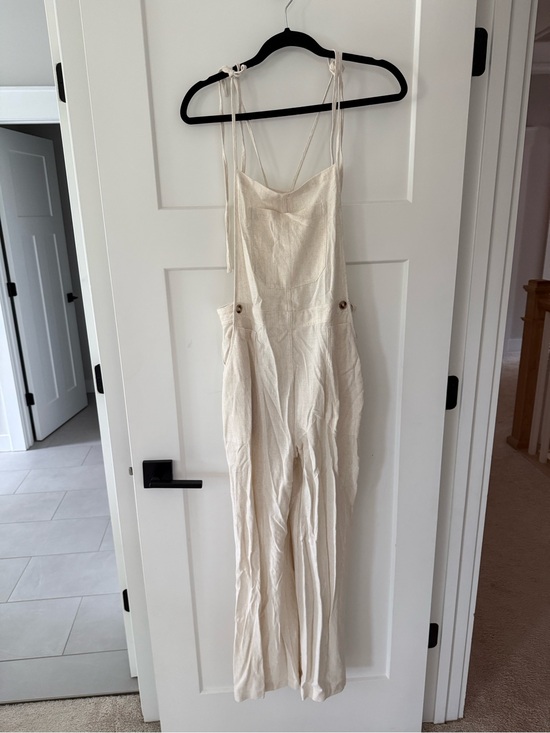 ILLA ILLA Pants - ILLA ILLA Cream Tie-Shoulder Jumpsuit
